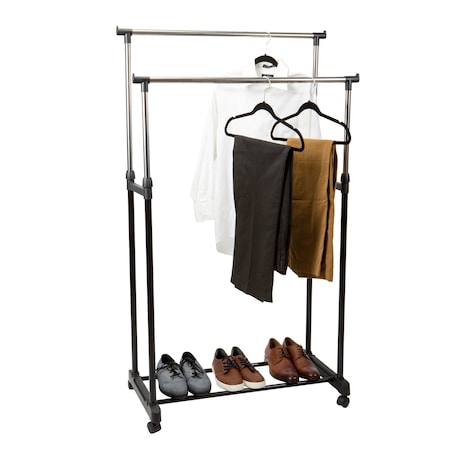 Simplify Double Tier Adjustable Height Rolling Garment Rack 27111